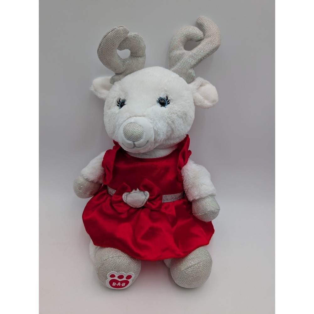 Build a Bear White‎ Merry Metallic Reindeer Plush 17 Inch Stuffed Animal Toy